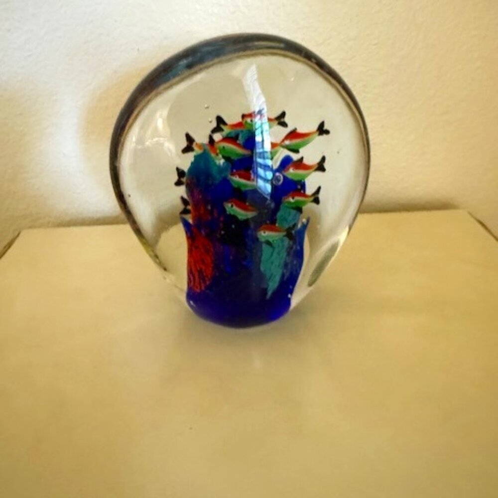 Murano glass paperweight with aquarium, 1960s